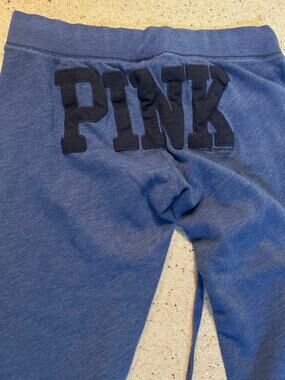 Victoria's Secret Pink Navy Blue Cropped Sweatpants Small Y2K Spell Out Butt